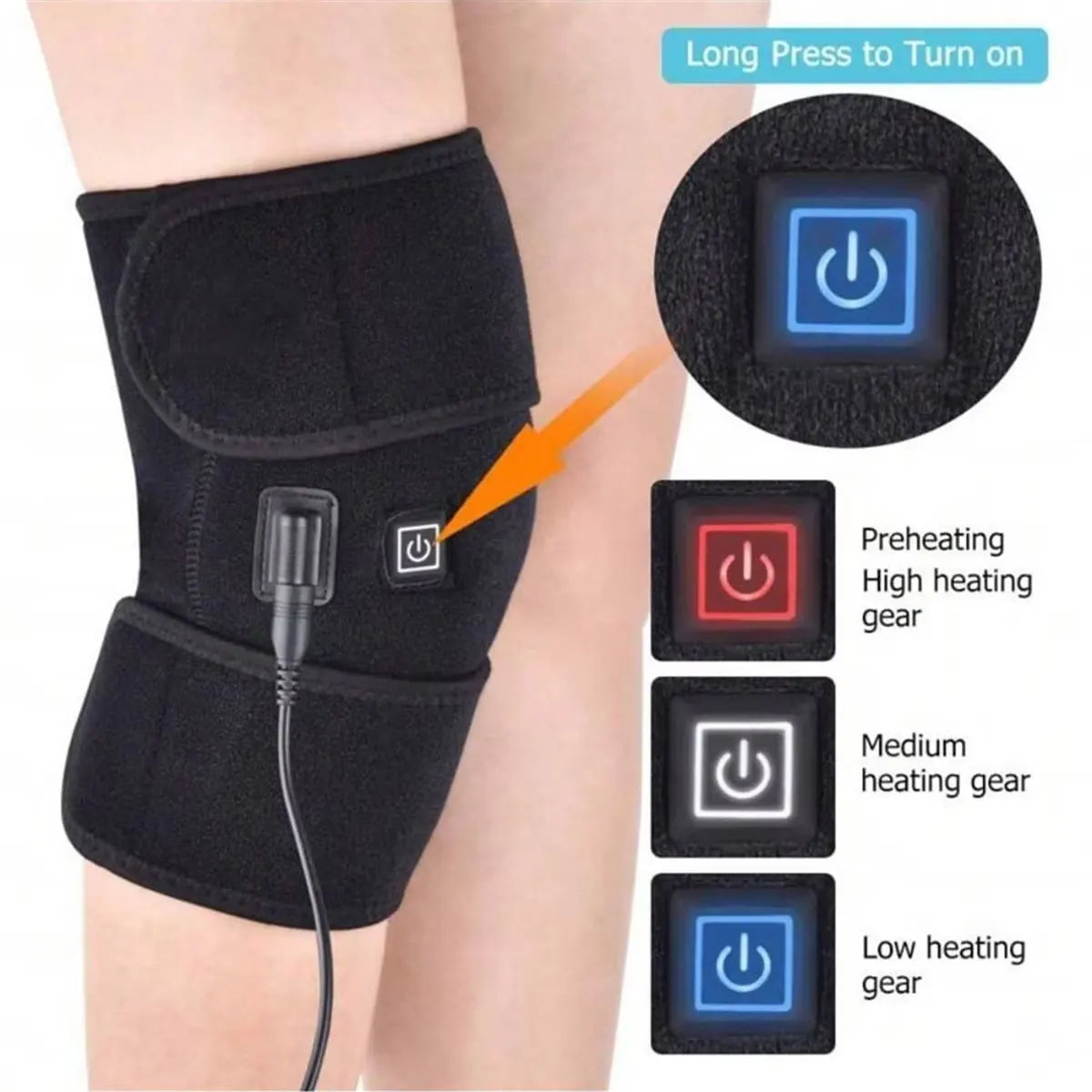 1 Rechargeable Heated Knee Massager, Adjustable 3D Fully Heated Knee Pad With Heating Mode And Adjustable Vibration