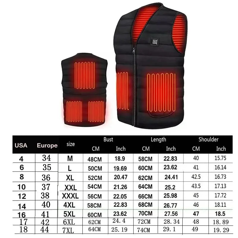 Heated Vest 9-Zone Smart Heating - Men & Women Winter Thermal Jacket