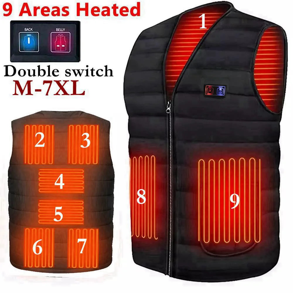 Heated Vest 9-Zone Smart Heating - Men & Women Winter Thermal Jacket