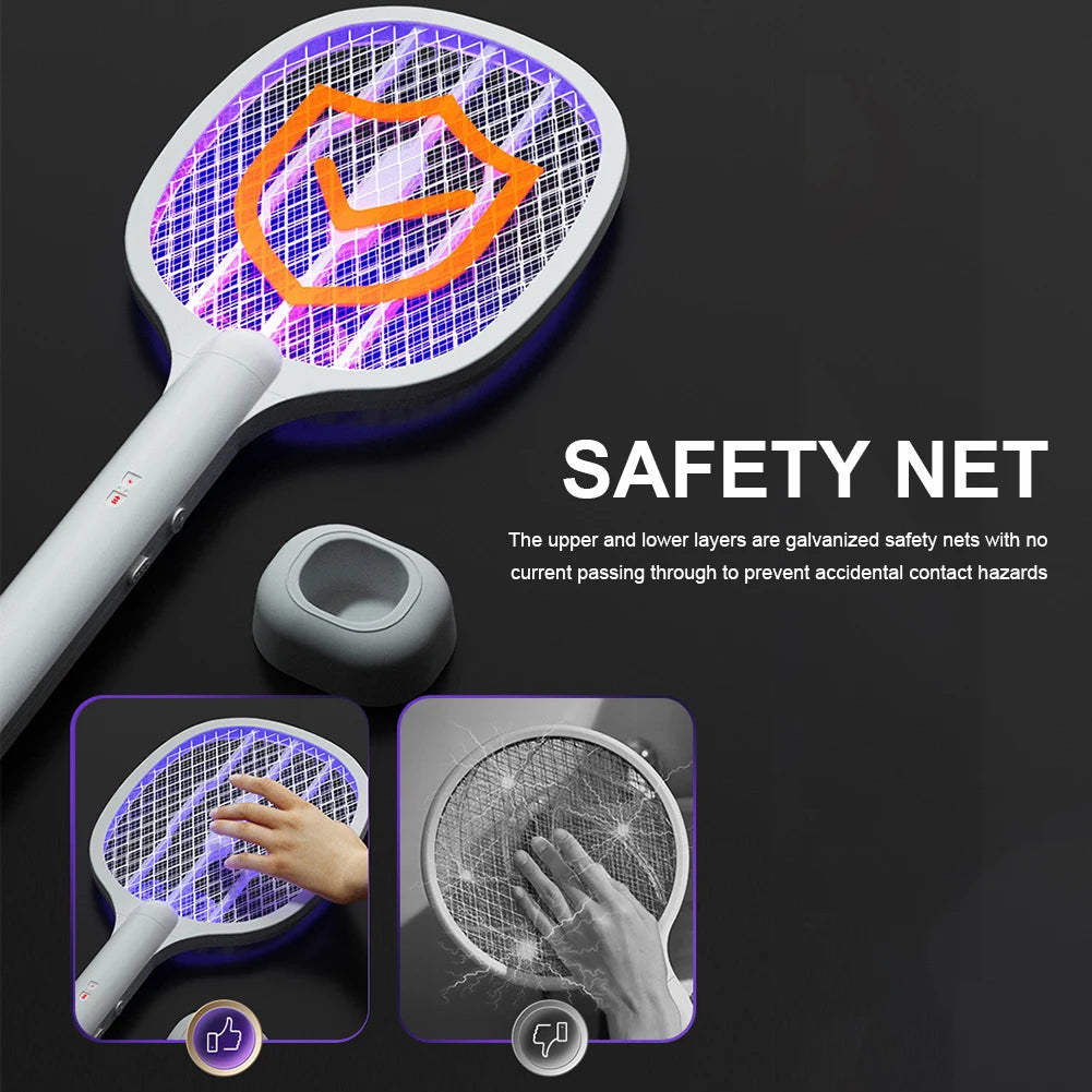 2 in 1 Electric Fly Swatter Handheld Fly Killer and Mosquito Trap Lamp
