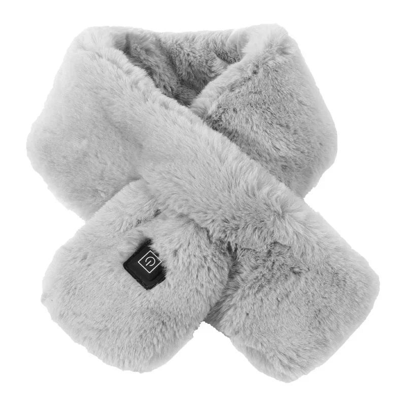 USB Heated Plush Faux Fur Scarf - Winter Neck Warmer