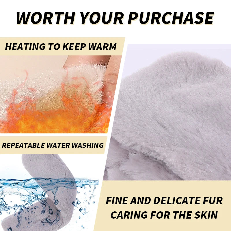 USB Heated Plush Faux Fur Scarf - Winter Neck Warmer