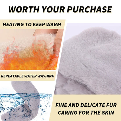 USB Heated Plush Faux Fur Scarf - Winter Neck Warmer