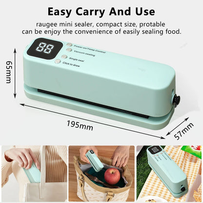 Vacuum Sealer Portable Mini Food Sealer USB Rechargeable Wireless Food Package Plastic Bags Automatic Vacuum Sealing Machine