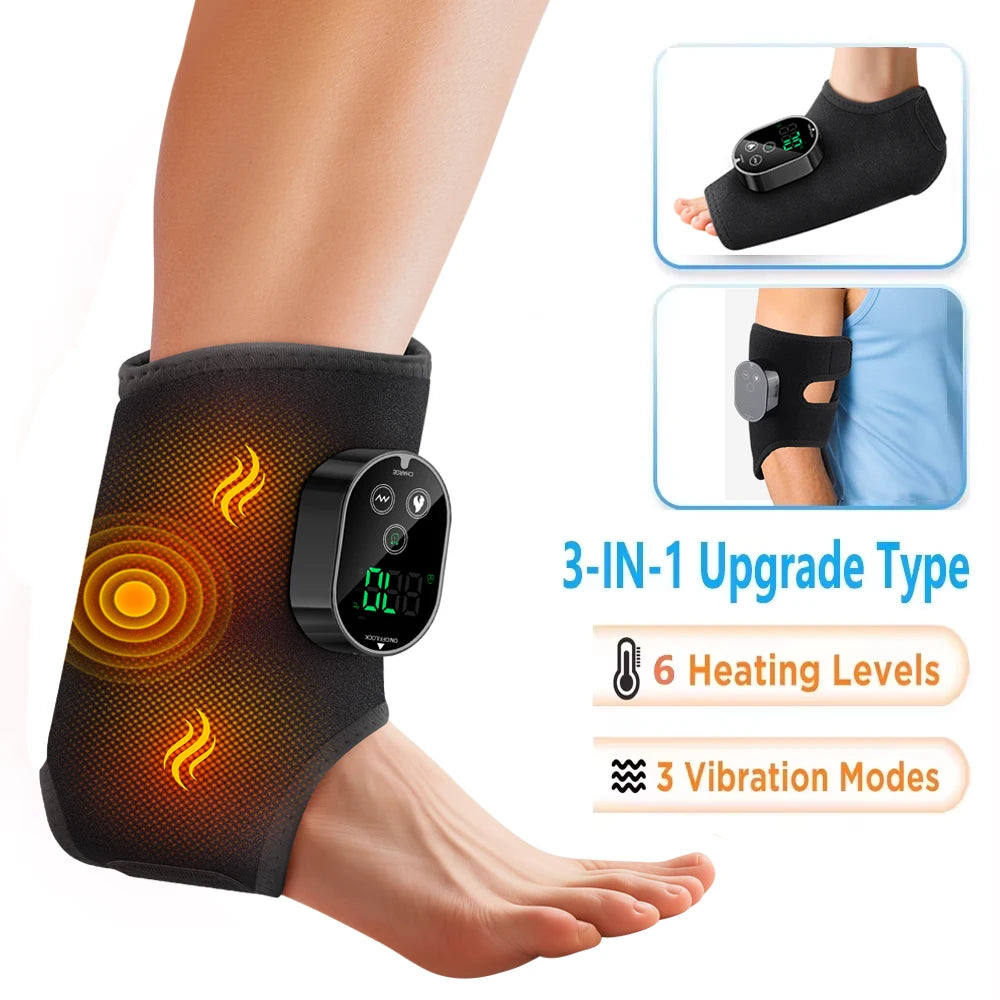Electric Heated Ankle Wrist Brace - Vibration Massage Therapy