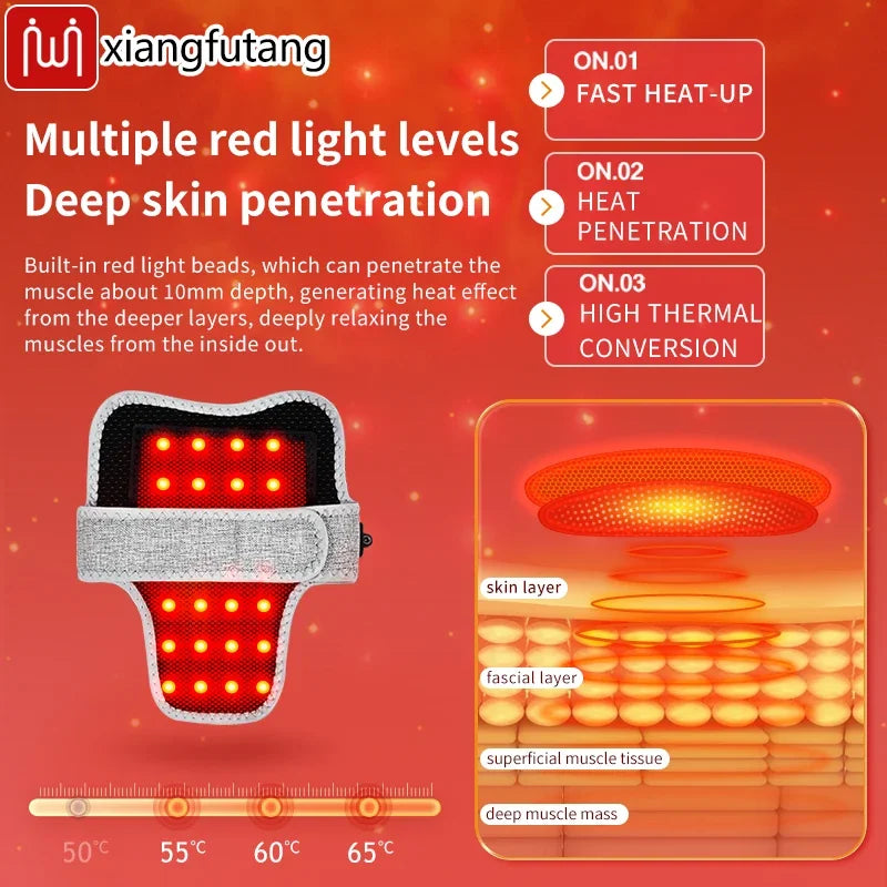 Red Light Therapy Neck Massager - Electric Heating & Vibration for Pain Relief