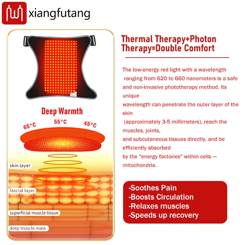 Red Light Heating Hip Support - Vibration Massager for Joint Pain Relief