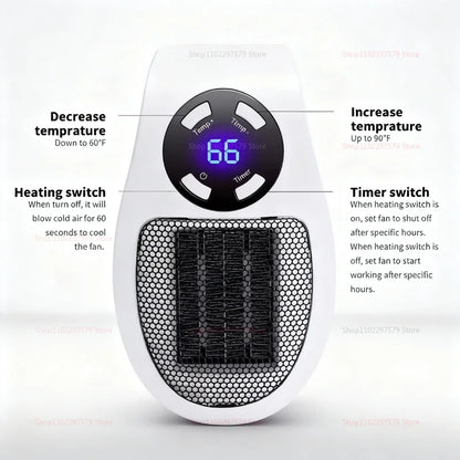 Wall Mounted Electric Heater for Winter Warm Air Blower Room Space Heater Efficient Warmth Convenient Indoor Heating Appliance