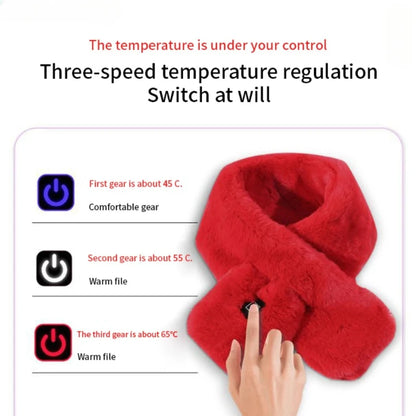 USB Heated Plush Faux Fur Scarf - Winter Neck Warmer