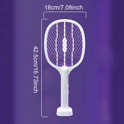 2 in 1 Electric Fly Swatter Handheld Fly Killer and Mosquito Trap Lamp Safe Rechargeable for Home Office Backyard Patio Camping