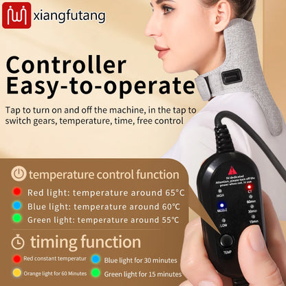 Red Light Therapy Neck Massager - Electric Heating & Vibration for Pain Relief