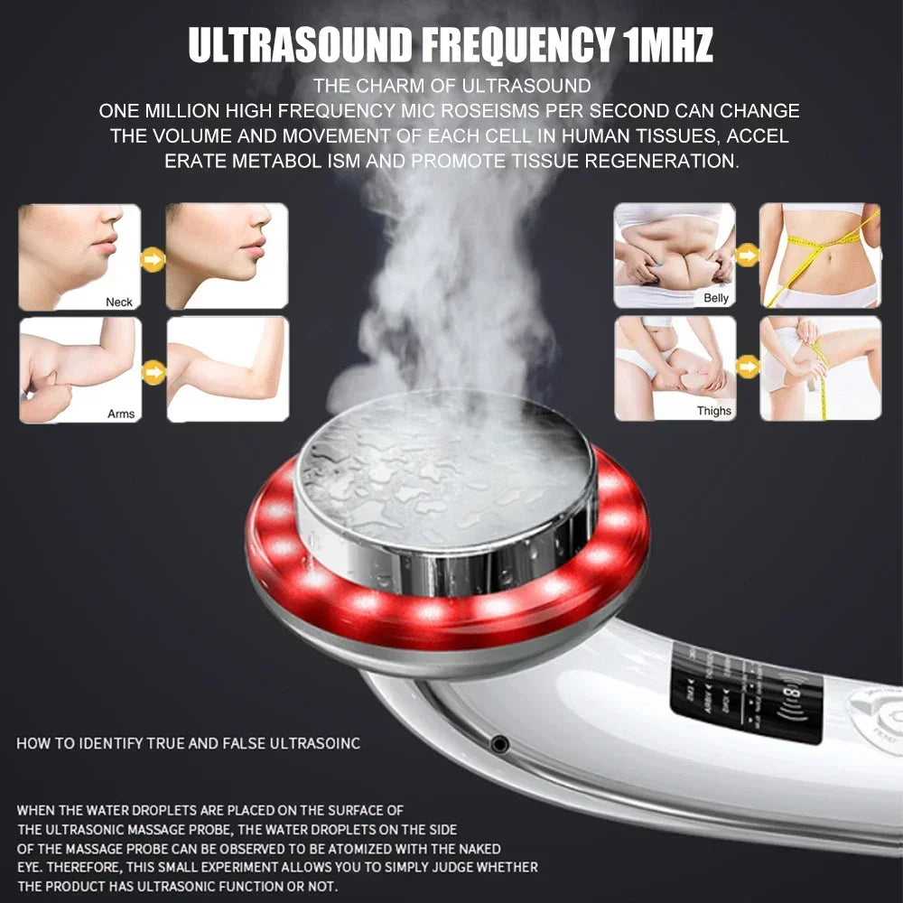 6-in-1 EMS Ultrasound Cavitation Body Massager - Galvanic Slimming & Fat Reduction Device