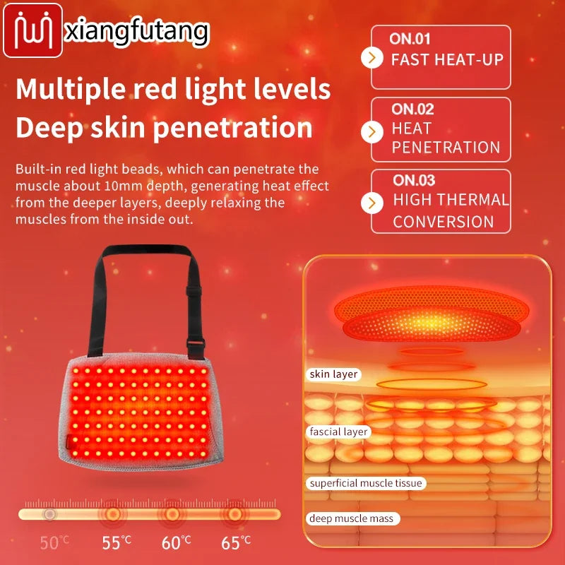 Heated Uterus Warmer Belt with Red Light Therapy - Menstrual Pain Relief Massager