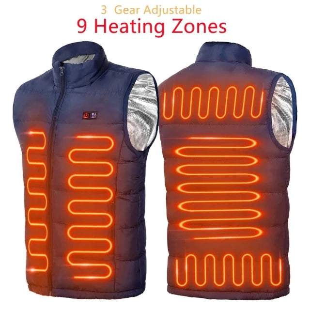 9-Zone Heated Vest USB Electric Jacket - Men & Women Winter Thermal Wear