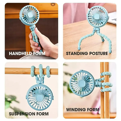 Portable Outdoor Fan USB Rechargeable Clip-on Baby Fan 3 Speeds 600mAh Mini Home Stroller Fans Cooling Appliances Household