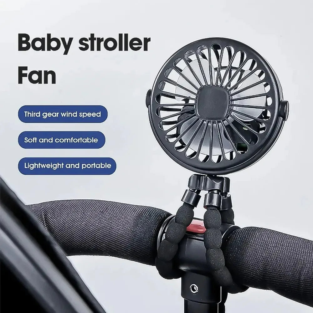 Portable Outdoor Fan USB Rechargeable Clip-on Baby Fan 3 Speeds 600mAh Mini Home Stroller Fans Cooling Appliances Household