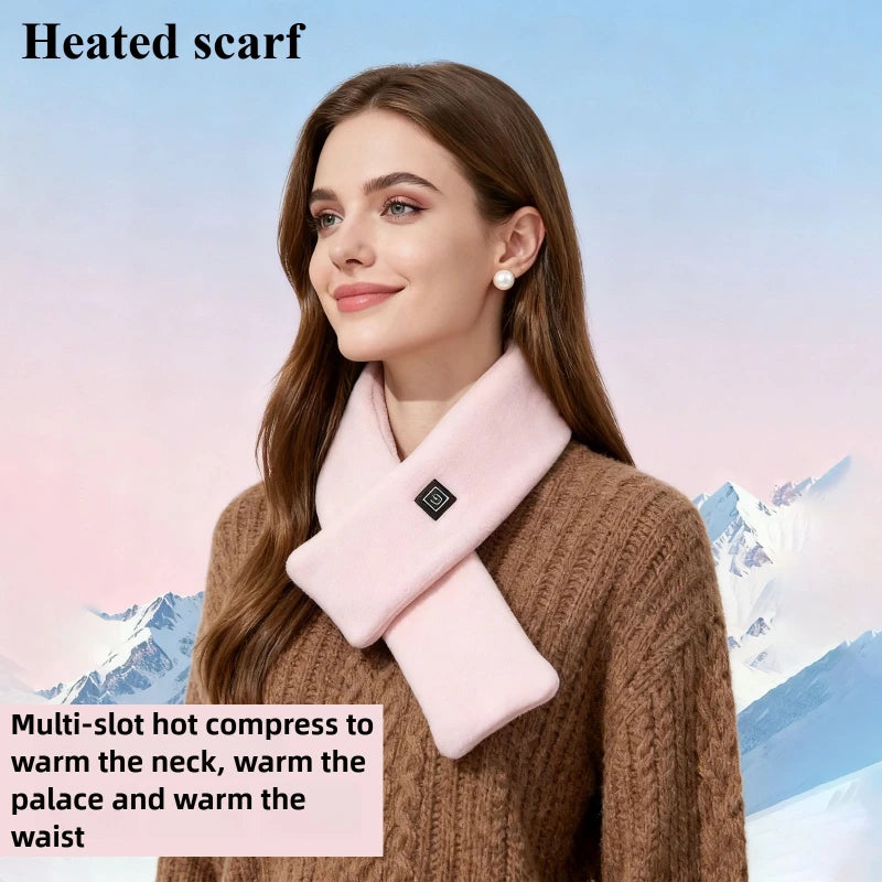 USB Heated Plush Faux Fur Scarf - Winter Neck Warmer