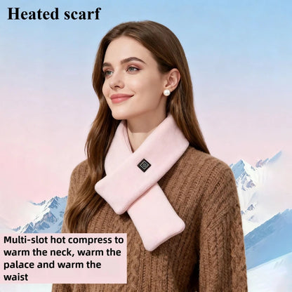 USB Heated Plush Faux Fur Scarf - Winter Neck Warmer