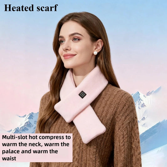 USB Heated Plush Faux Fur Scarf - Winter Neck Warmer