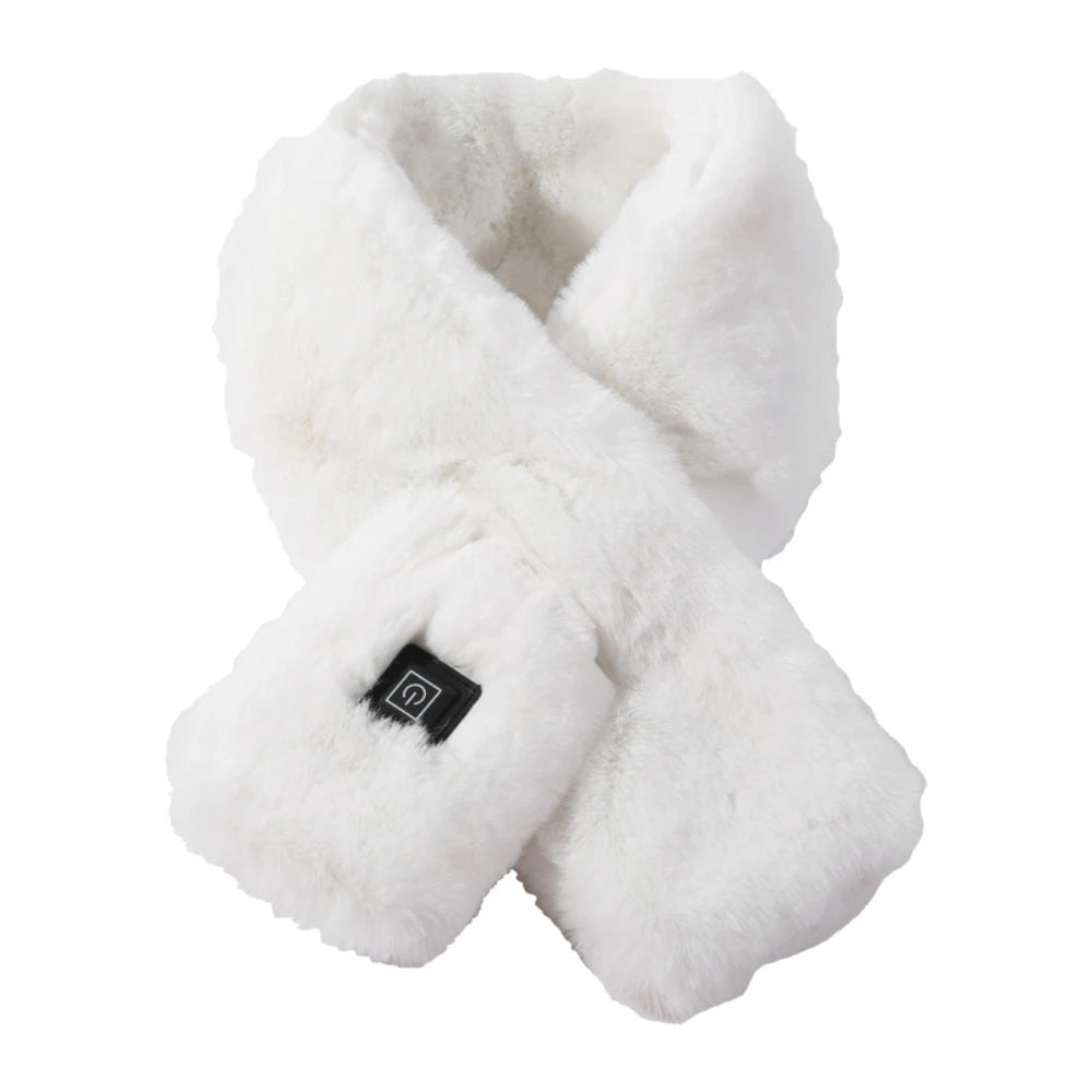 USB Heated Plush Faux Fur Scarf - Winter Neck Warmer