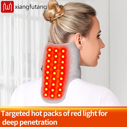 Red Light Therapy Neck Massager - Electric Heating & Vibration for Pain Relief