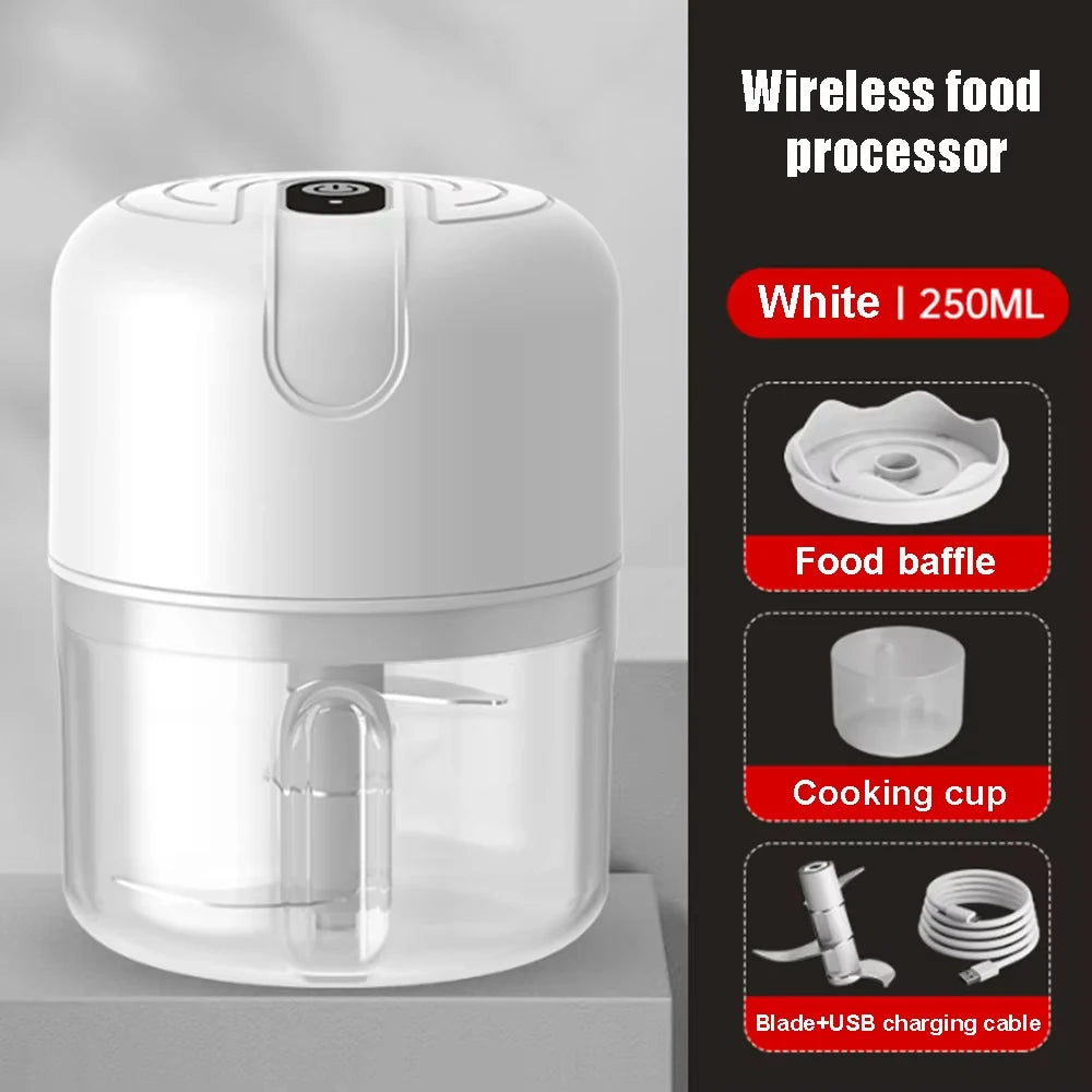 Electric Garlic Masher Garlic Masher 250ML Charging Mini Vegetable Chili Meat Ginger Grinder Durable Home Kitchen Blender