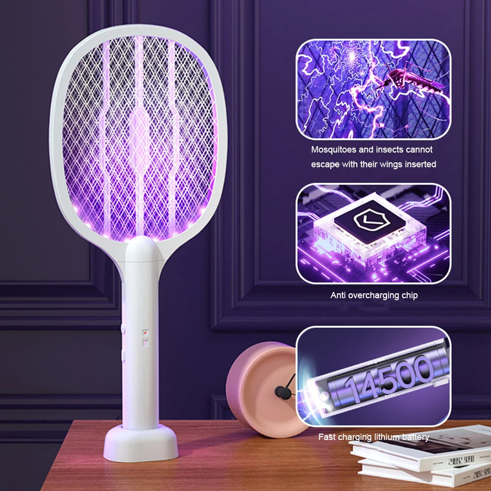 2 in 1 Electric Fly Swatter Handheld Fly Killer and Mosquito Trap Lamp